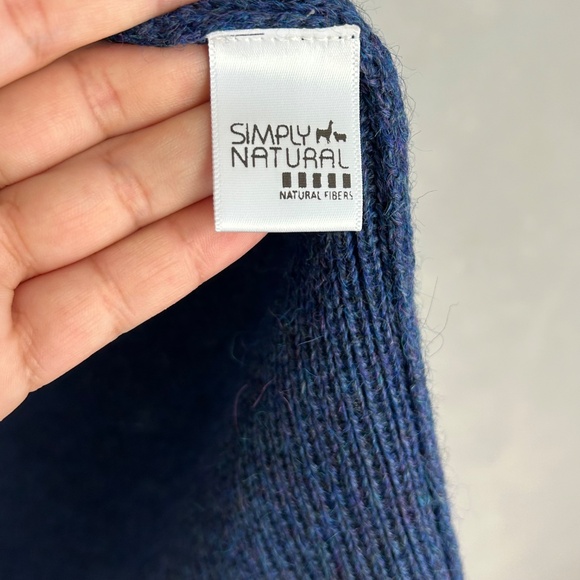 Simply Natural women one size cardigan alpaca blend blue open front w pockets - Picture 12 of 13